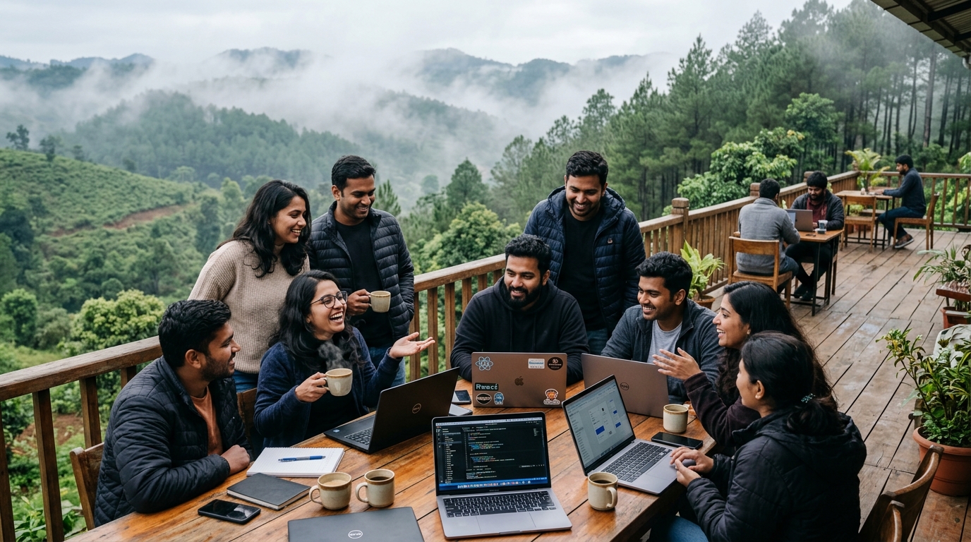 Nomad developers collaborating with Araku coffee